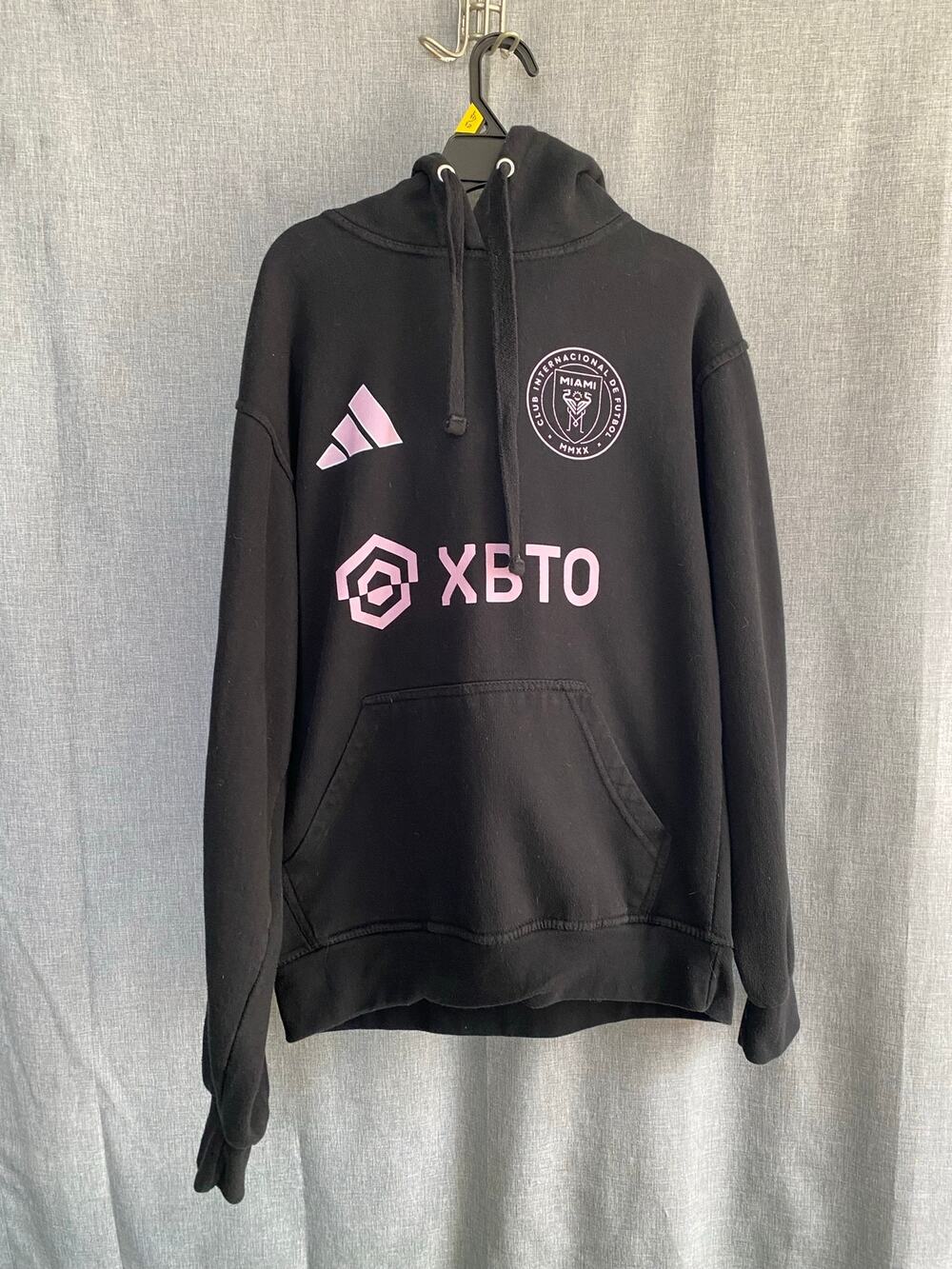 Adidas Inter Miami CF Lionel Messi #10 Pullover Hoodie Black Pink Small